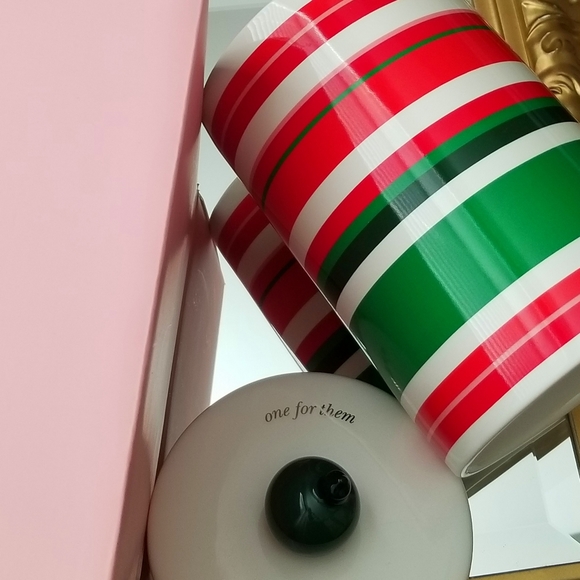 ❗Kate Spade New York Lenox Red/ Green Striped Ceramic Luxe Cookie Jar❗ - Picture 4 of 12